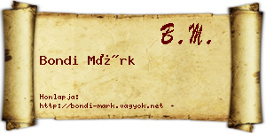 Bondi Márk névjegykártya